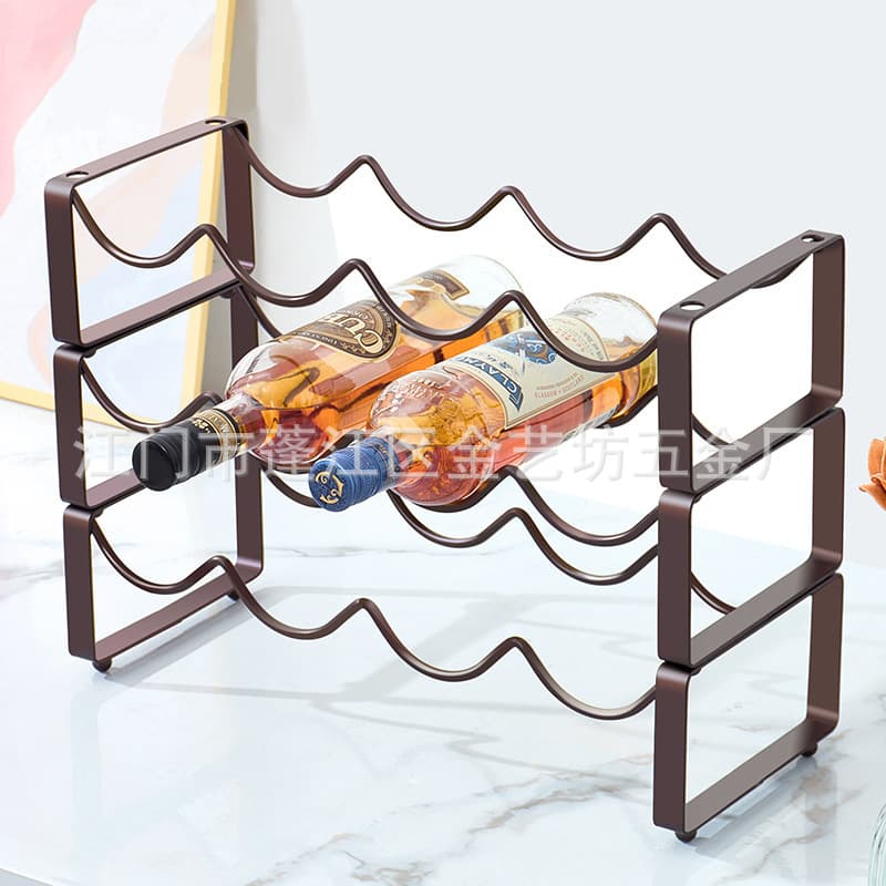 Home iron bottle rack stackable wine rack ornament, bottle holder, wine cabinet display stand, minimalist design
