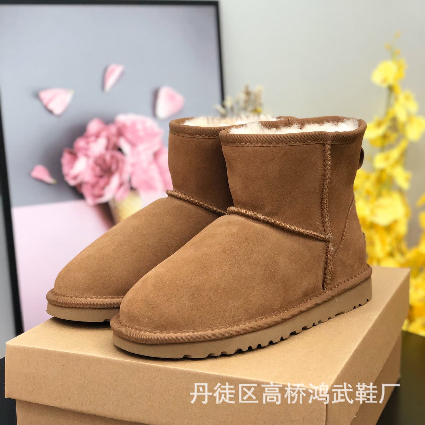 Factory Wholesale Drop Shipping 5854 Genuine Leather Long Pile Snow Boots Unisex Couple Ankle Boots Thickened Warm Winter