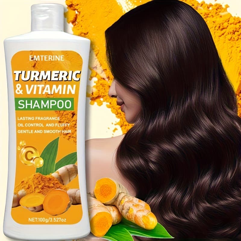 Cross-border Export Turmeric Shampoo for Oily Scalp and Sensitive Skin, Deodorizing, Soothing Itch, Cleansing, Volumizing