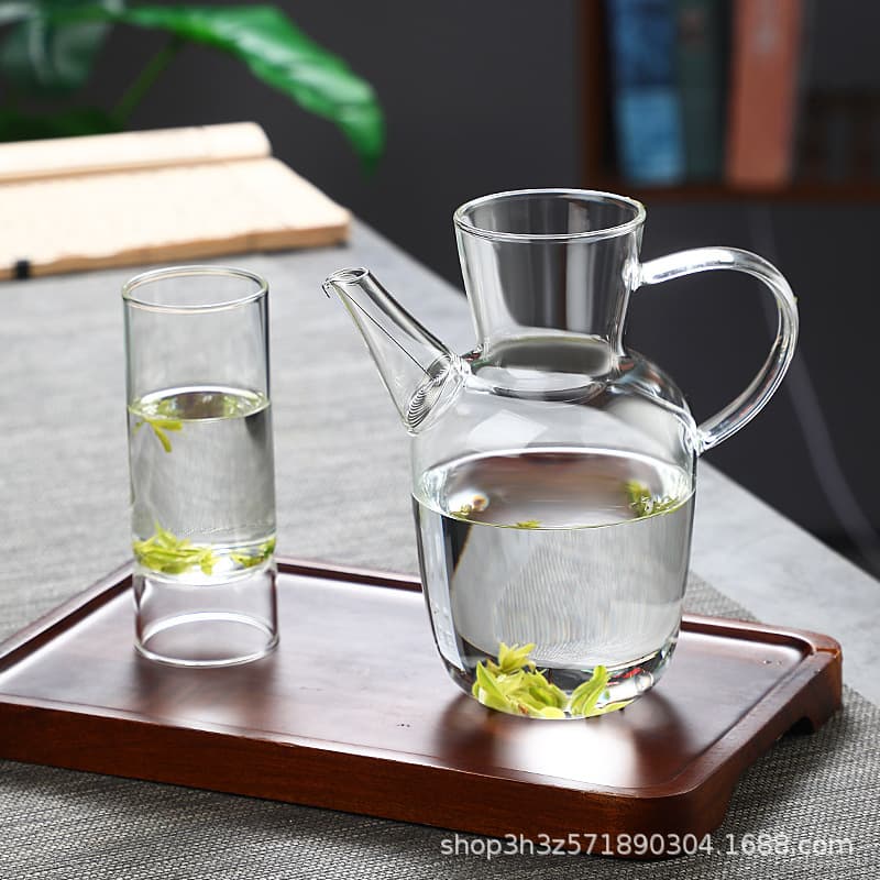 Collectible Handmade Bamboo Joint Cup Glass Brewing Tea Cup Monkey Peak Cup Green Tea Cup High Temperature Dual-use Cup Imitation Song Teapot