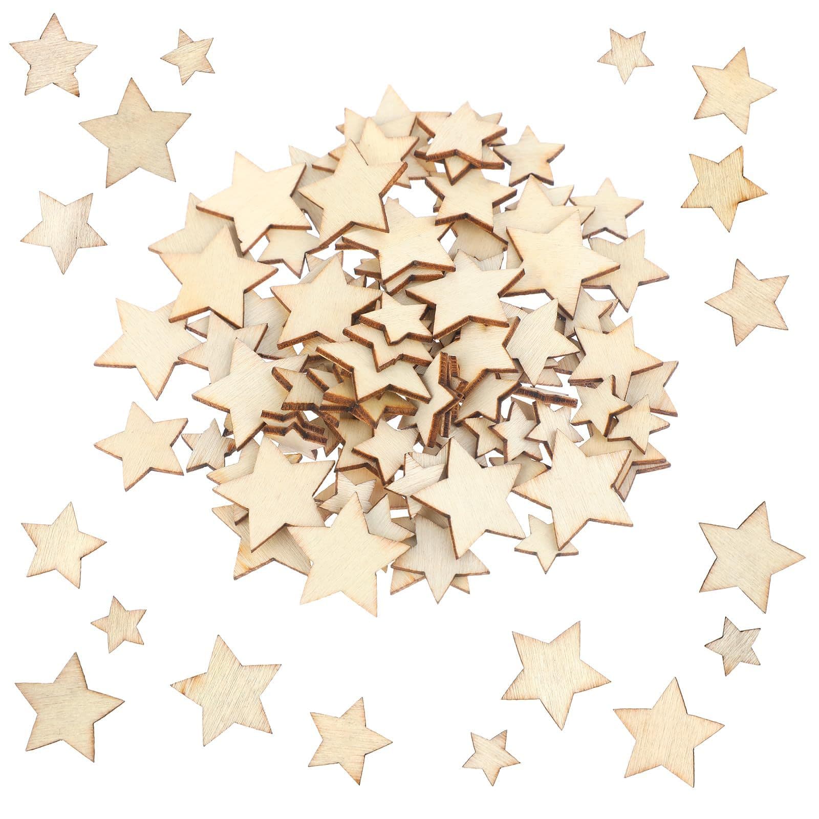 Vintage Wood Grain Heart-Shaped Wooden Star Patch DIY Love Decoration Wooden Craft Five-Pointed Star