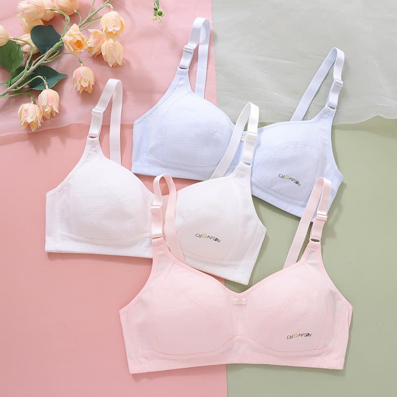 Teenage Girls Cotton Sports Bra Underwear Breathable Adjustable Vest Style Pure Cotton Comfortable Sports Bra for High School Students