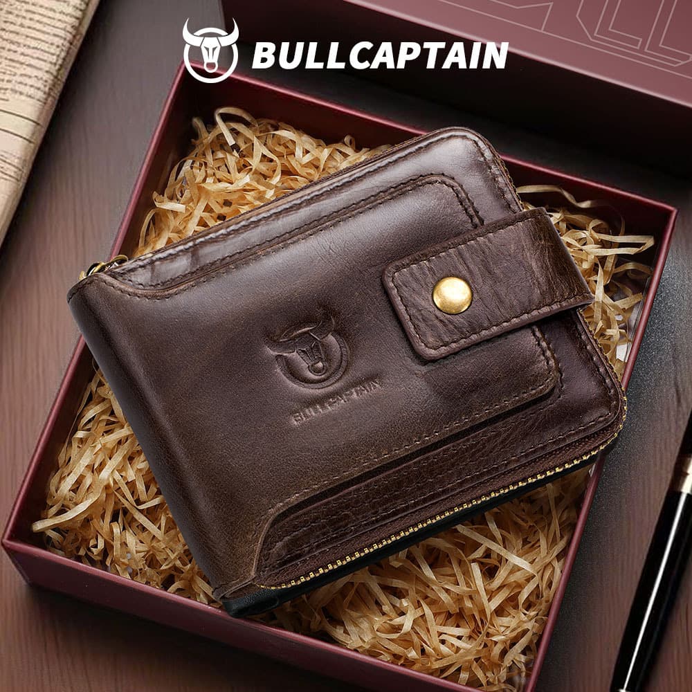 Thickened Top Layer Cowhide Zipper Wallet Horizontal Style Genuine Leather Driving License Multi-card Position Album Anti-theft