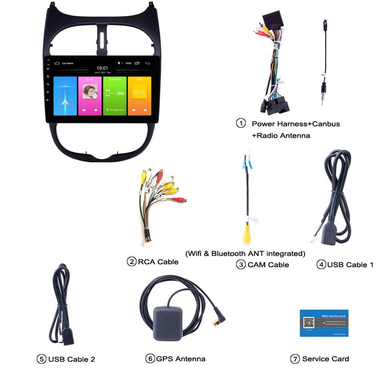 Cross-border Product Compatible with Peugeot 206 Android GPS Large Screen Navigation Car Smart Navigation All-in-One Machine