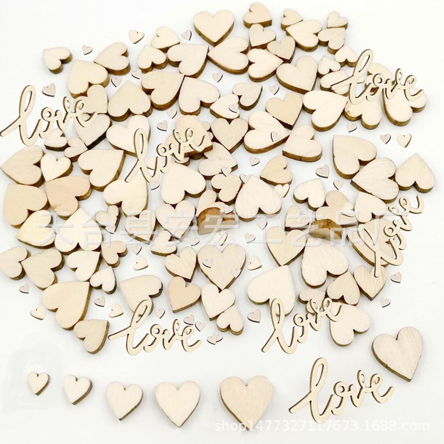 New Wooden Wedding Dessert Decoration Ornaments Love Hearts Wood Chips DIY Cake Topper Table Decor