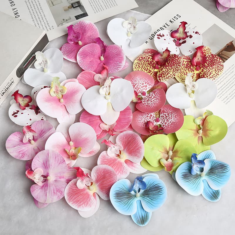Simulated Butterfly Orchid Head Silicone Fake Flower Wedding Scenery Flower Materials Home Decoration Arrangement Accessories XZ Wedding 3d