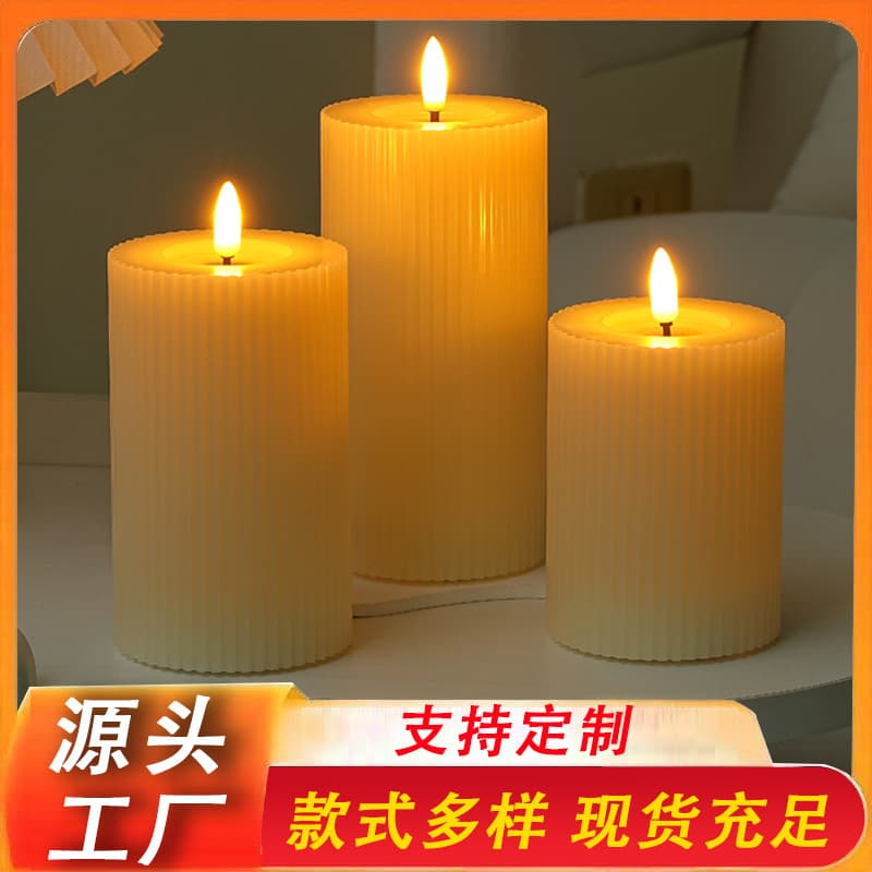LED Electronic Candle Strip Flat Bullet Head Birthday Creative Wedding Prop Decoration Smoke-Free Odorless Candle Light