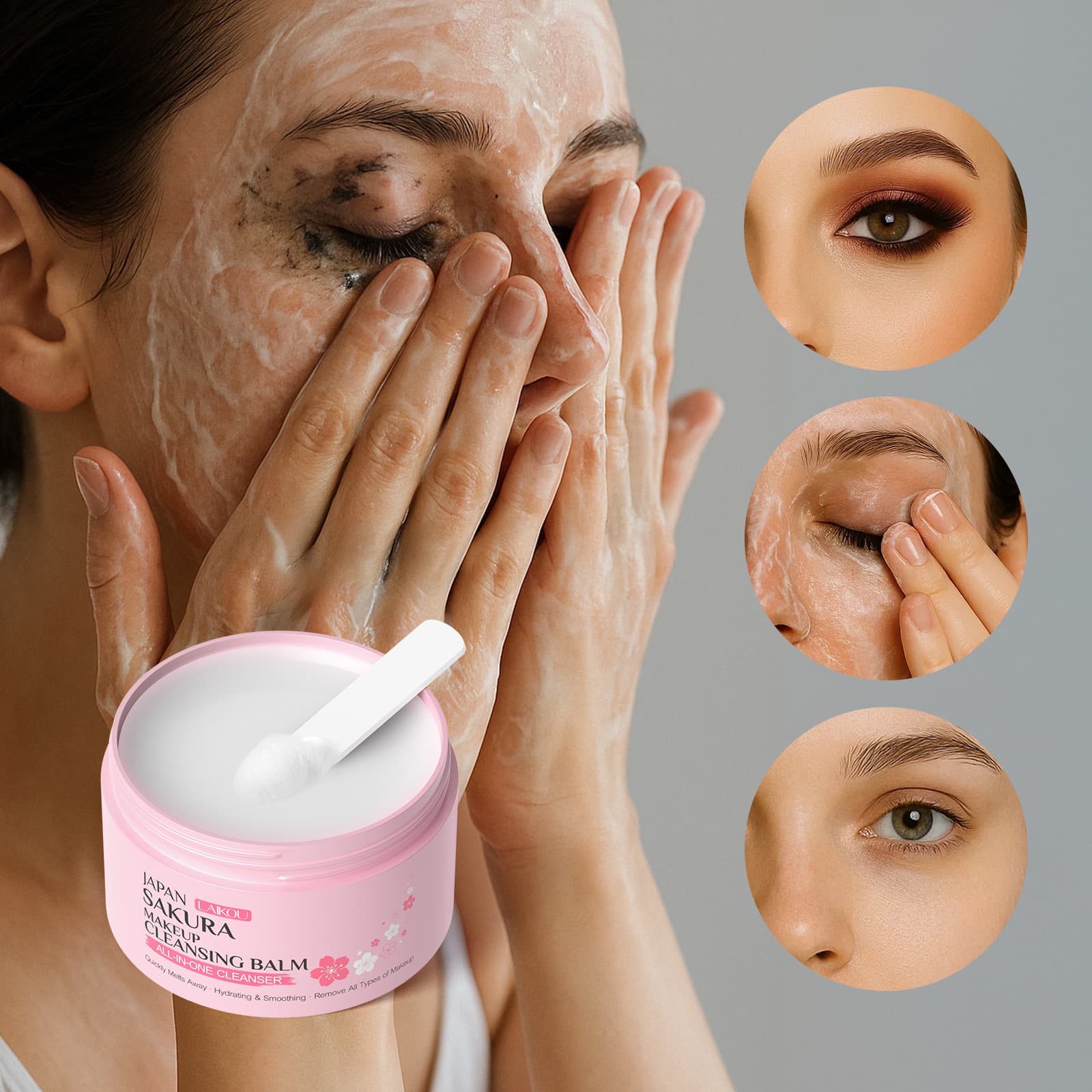New Cross-Border Product LAIKOU Japanese Sakura Cleansing Balm 100g Makeup Remover Full English Packaging Skincare Manufacturer