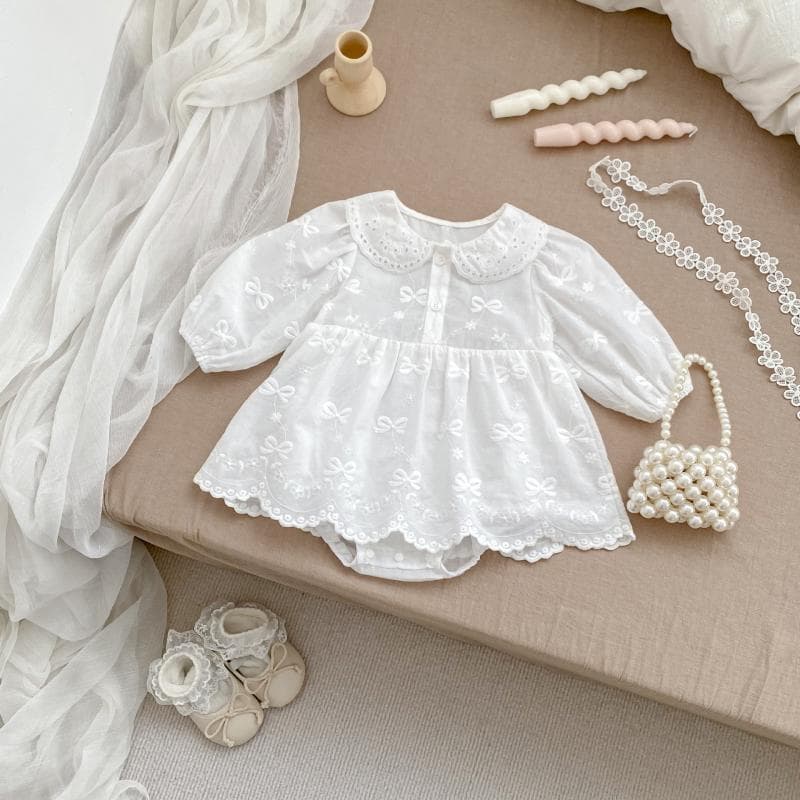 Baby autumn clothing female one-piece romper solid color lapel long-sleeved princess dress baby autumn bow-knotted skirt harem