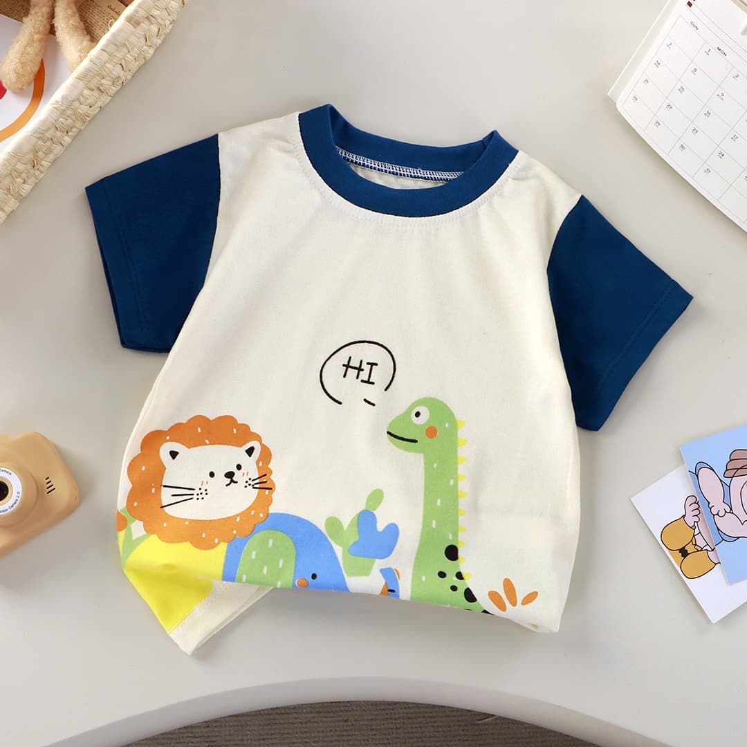Summer New Children's T-Shirt Short Sleeve Pure Cotton Half Sleeve Boys Girls Single Piece Baby Undershirt Factory Wholesale