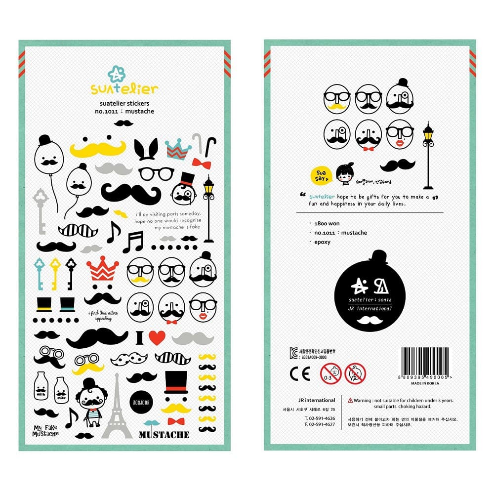 Cross-border Korea suatelier Mustache 1011 Little Mustache Creative Glitter Decorative Sticker for Scrapbooking