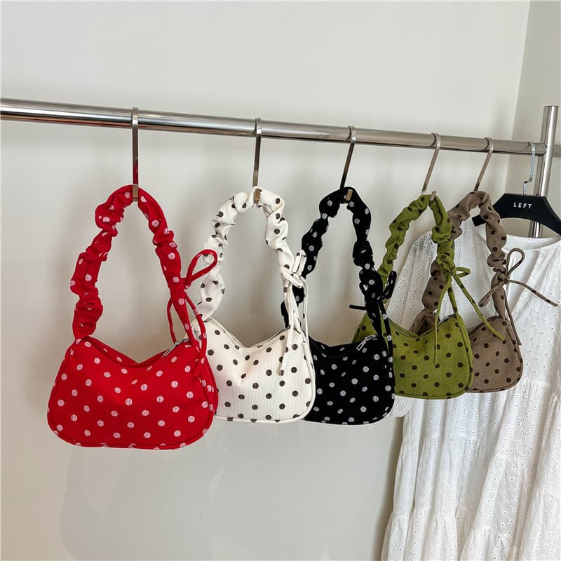 2026 New Pleated Polka Dot Large Capacity Summer Simple Fashion Trendy Handbag Shoulder Crossbody Small Square Bag for Women