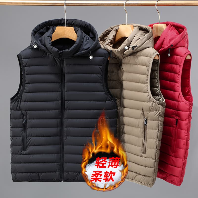 Cross-border Autumn Winter New Men's Cotton Vest Detachable Hood Vest Jacket Plus Size Fashion Trend Waistcoat
