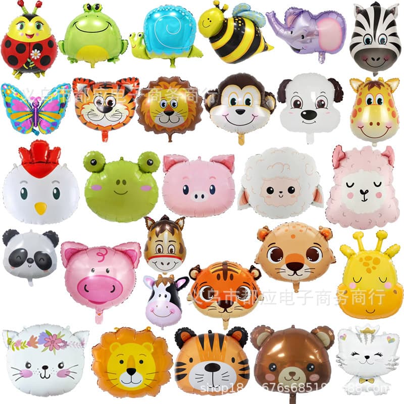 【All Applicable】Medium Animal Head Insect Beetle Snail Foil Balloon for Kids Birthday Party Decoration Balloons