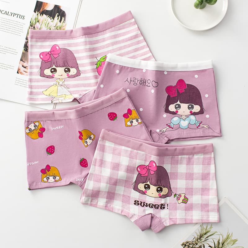 Children's Cotton Boxer Briefs for Girls, Toddler & Youth Flat Shorts, Student Boxer Shorts, Little Girl Underwear