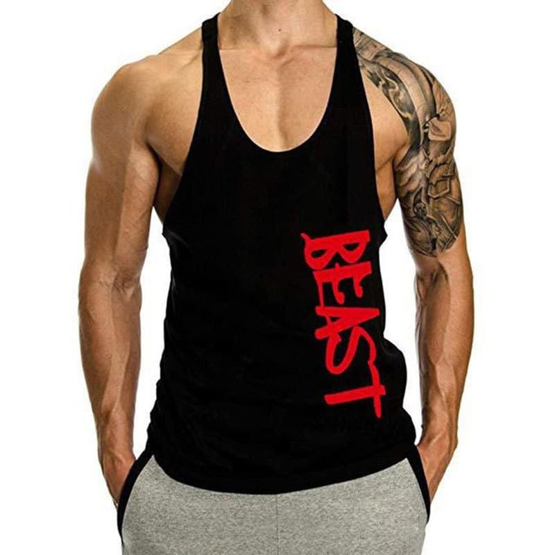 Muscle Gym Loose Casual Sports Vest Men's European and American Trendy Racerback Sleeveless T-Shirt Top