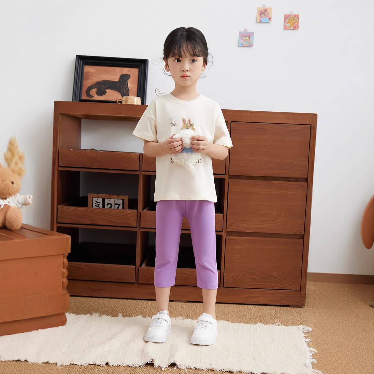 Factory Direct Korean Style Summer Children's Capri Pants, Girls' Cotton Capri Leggings, Kids' Leggings