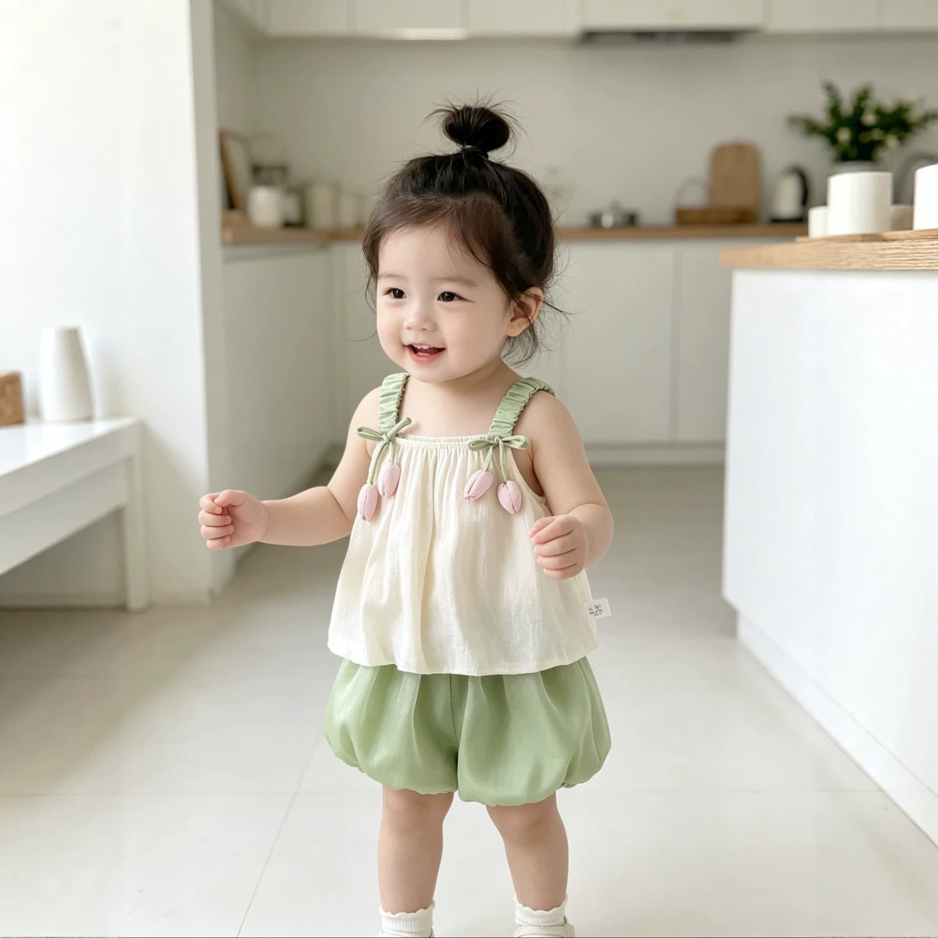 New Stylish Children's Summer Outfit Set Tulip Sleeveless Cami Dress for Baby Girls Toddler 2-Piece Summer Set