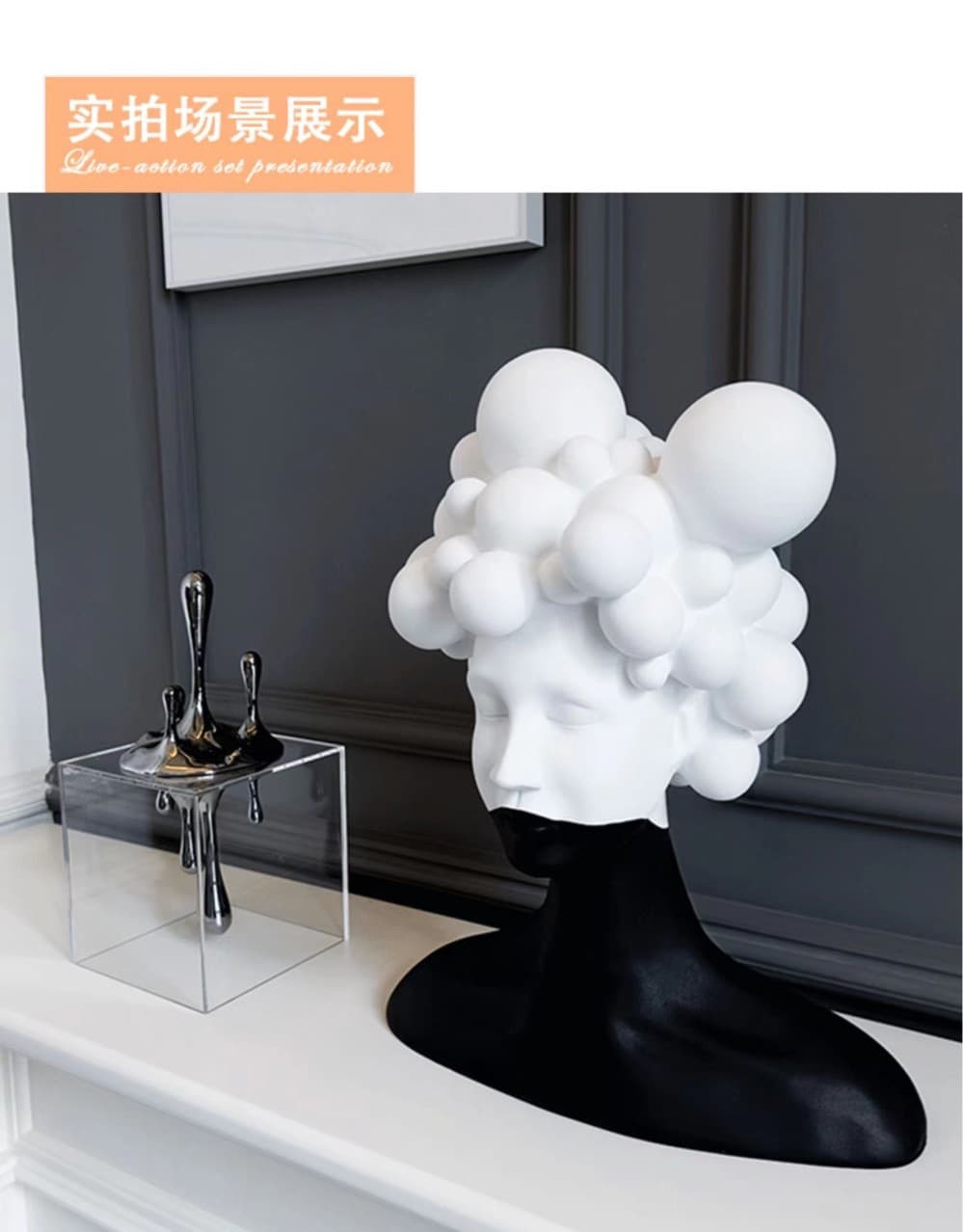 Modern Minimalist Art Figure Sculpture Resin Ornament Showroom Living Room Creative Black and White Woman Soft Decoration