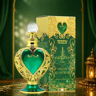 Tonfly Middle Eastern Heart-Shaped Green Bottle Perfume Oil 15ml Arabian Fragrance Women's Concentrated Oil Gift Set