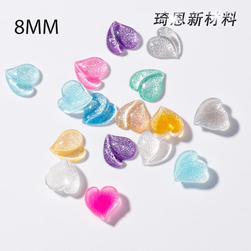 Crooked Heart Patch Heart Shape Flat Diamond Glitter Pink Shiny Love Nail Art Diamond Jewelry Wholesale Nail Decoration Accessories