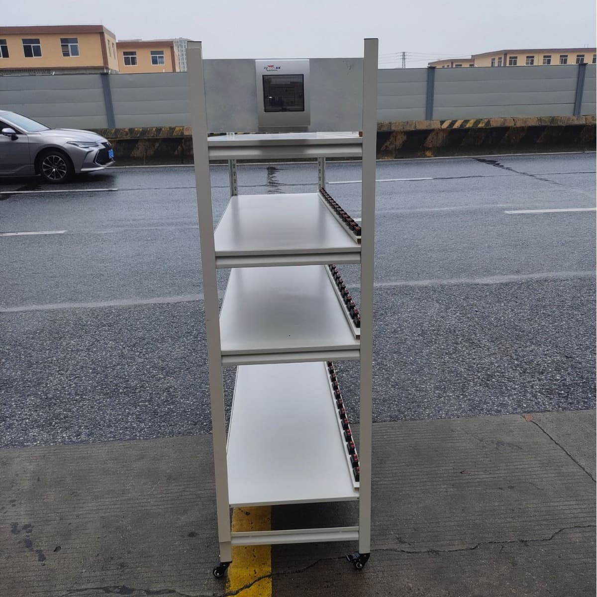 4-Layer Double-Sided Clip Wiring Electronic/Lighting Products with Wheels White Anti-Static Test Rack
