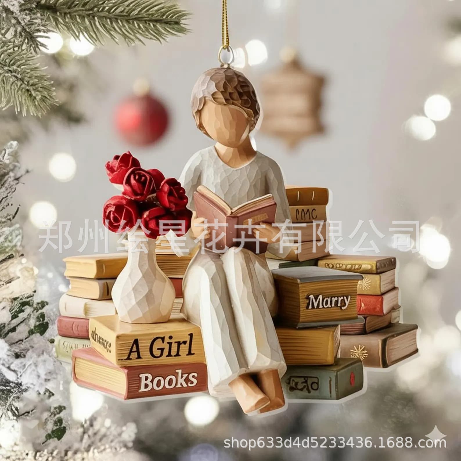Cross-border Just A Girl Who Loves Books 2D Acrylic Book-Loving Girl Hanging Ornament