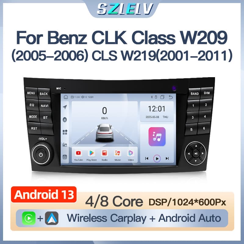 Suitable for Mercedes-Benz W211 W219 W209 CLK CLS Android car central control navigation reversing image radio