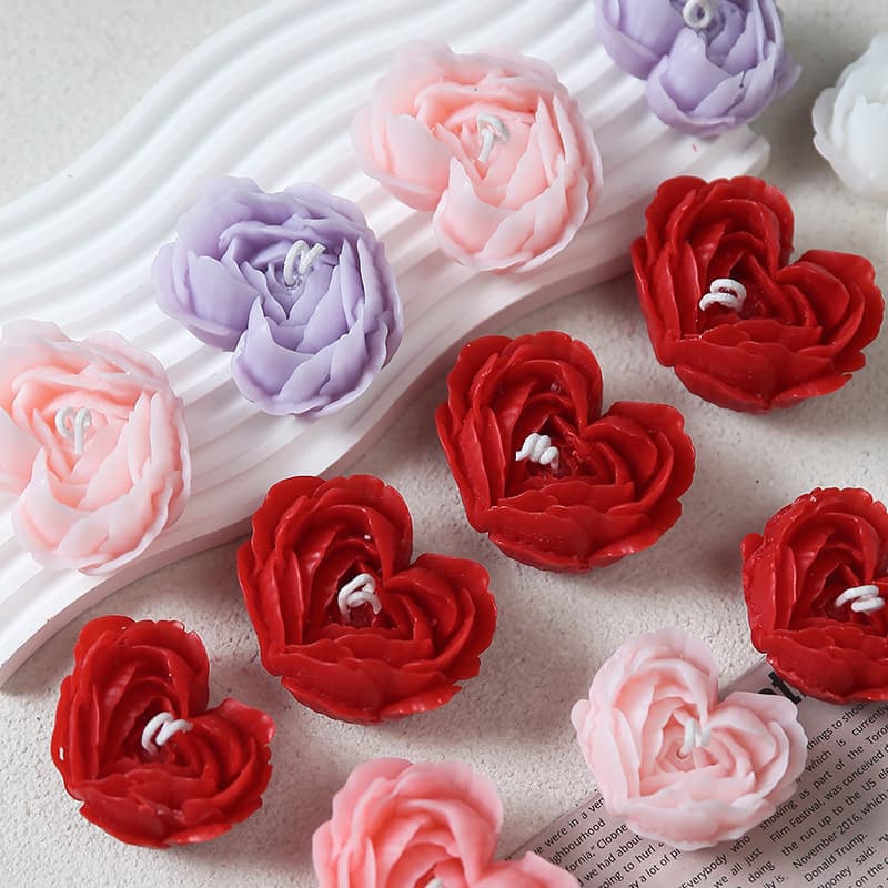 Ins Heart Rose Flower Scented Candle Chinese Valentine's Day Birthday Event Souvenir Scented Shaped Candle
