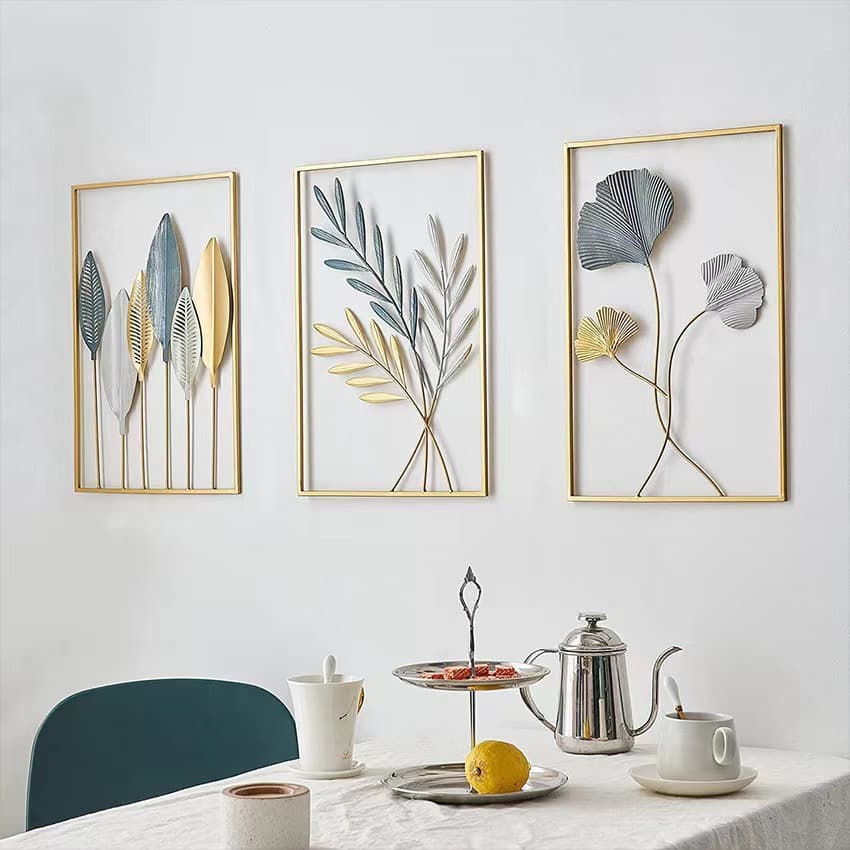 Modern simple plant decorative painting dining room living room mural iron art creative decoration home wall