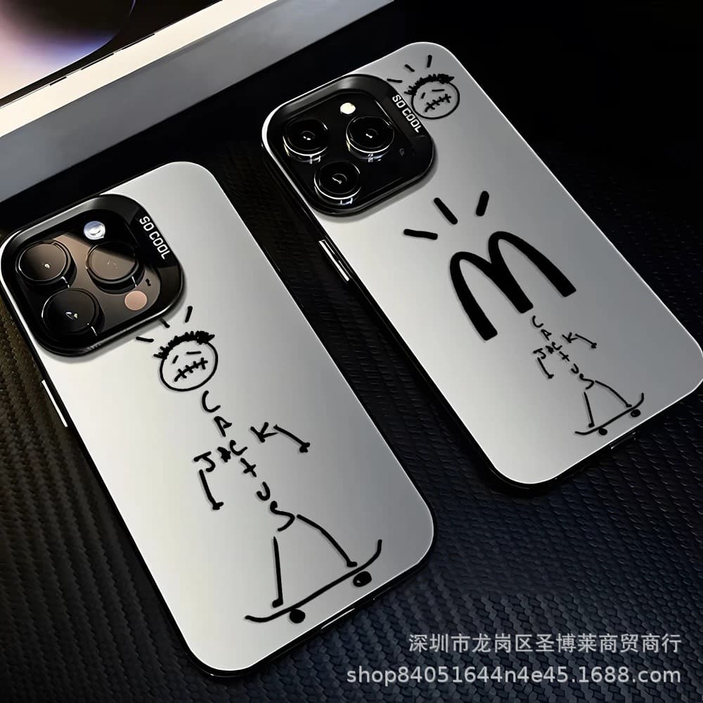 Letter man suitable for Apple 15 color silver iPhone14pro creative 11promax frosted 16 protective cover 17