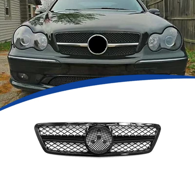 Compatible with 2000-2006 C-Class 4-Door W203 AMG Style Front Grille, Direct Replacement
