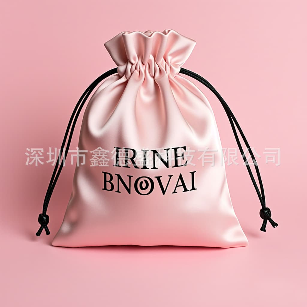 Custom minimalist tribute satin drawstring bags, high-end imitation silk for jewelry dust protection and storage