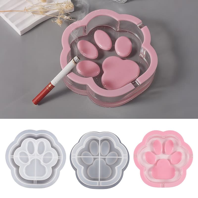 Epoxy cat claw ashtray silicone mold diy cute cat claw storage box plaster glue mold wholesale