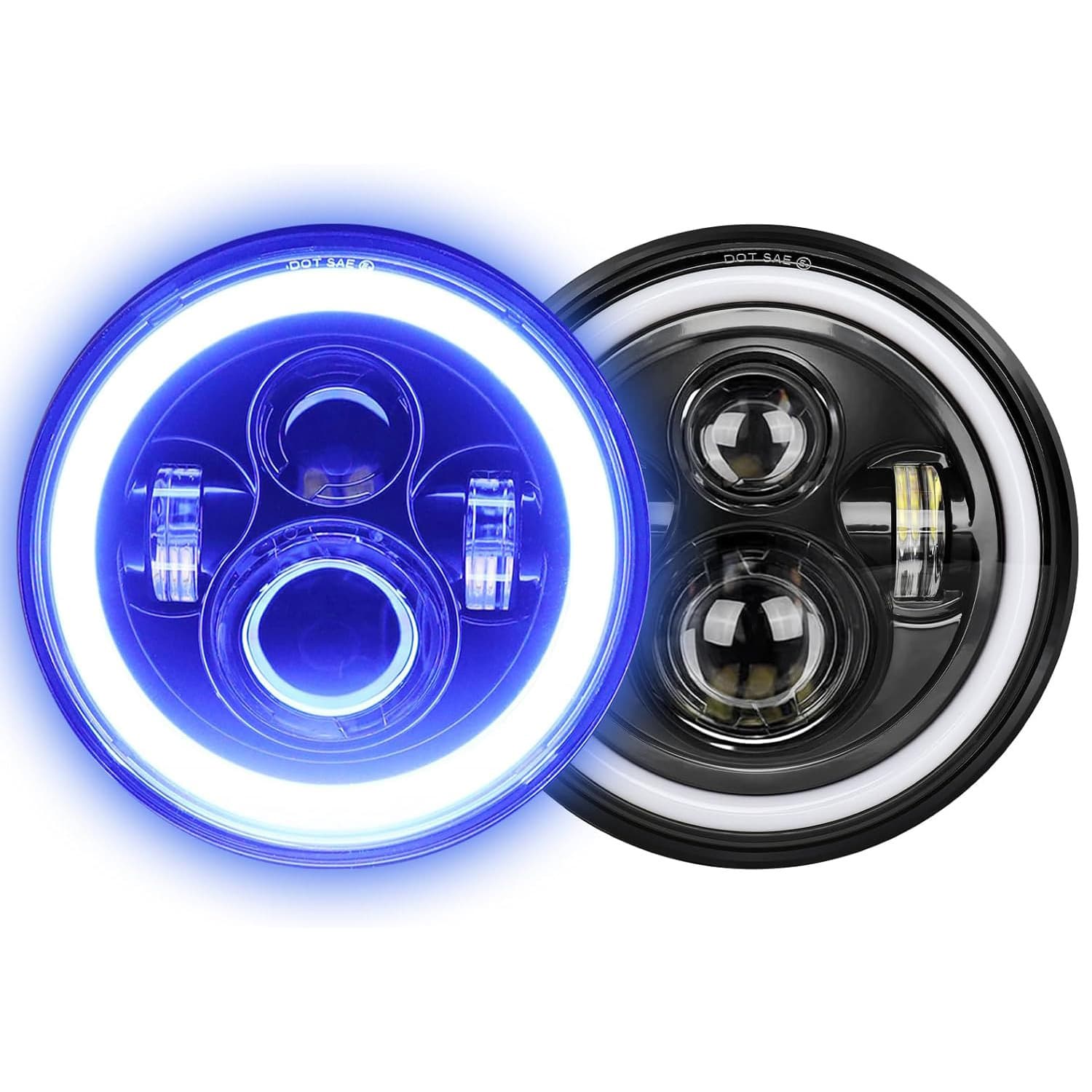 LED Wrangler Headlights H4 H13 Bulbs 7 Inch Colorful Aperture Off-Road Vehicle Light Modification Car Cross-Border