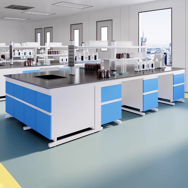 Steel-Wood Laboratory Workbench Custom Laboratory All-Steel Operation Station School Experiment Bench Laboratory Table with Sink