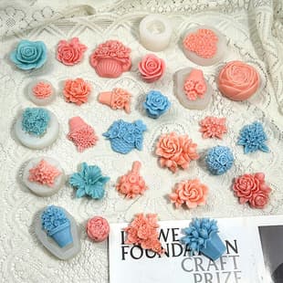 Multiple Flower Floral Aromatherapy Candle Silicone Mold Rose Epoxy Resin Plaster Ornament Chocolate Cake Mold