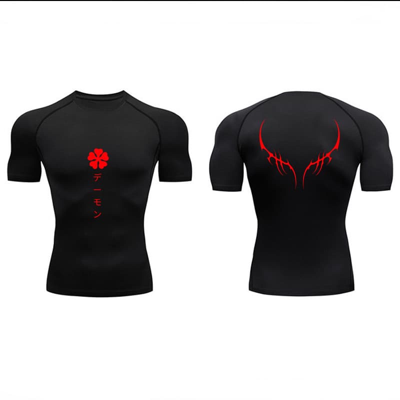 Men's T-Shirt with Anime Print, Breathable, Moisture-Wicking, Stretch Running Base Layer, Gym Training T-Shirt, Quick-Dry, High Elasticity