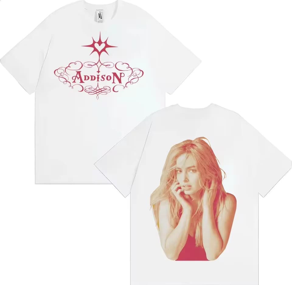 Singer Addison Rae Double Sided Print Tee Men Women Punk T-
