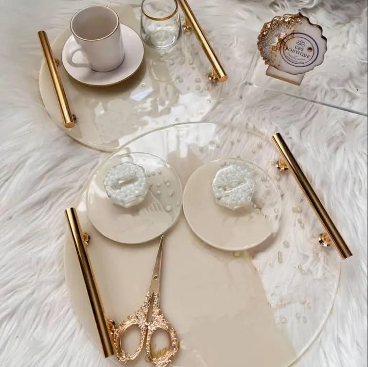 Acrylic Round Tray Hotel Tea Tray Transparent Acrylic Plastic Tray Candy Snack Tray