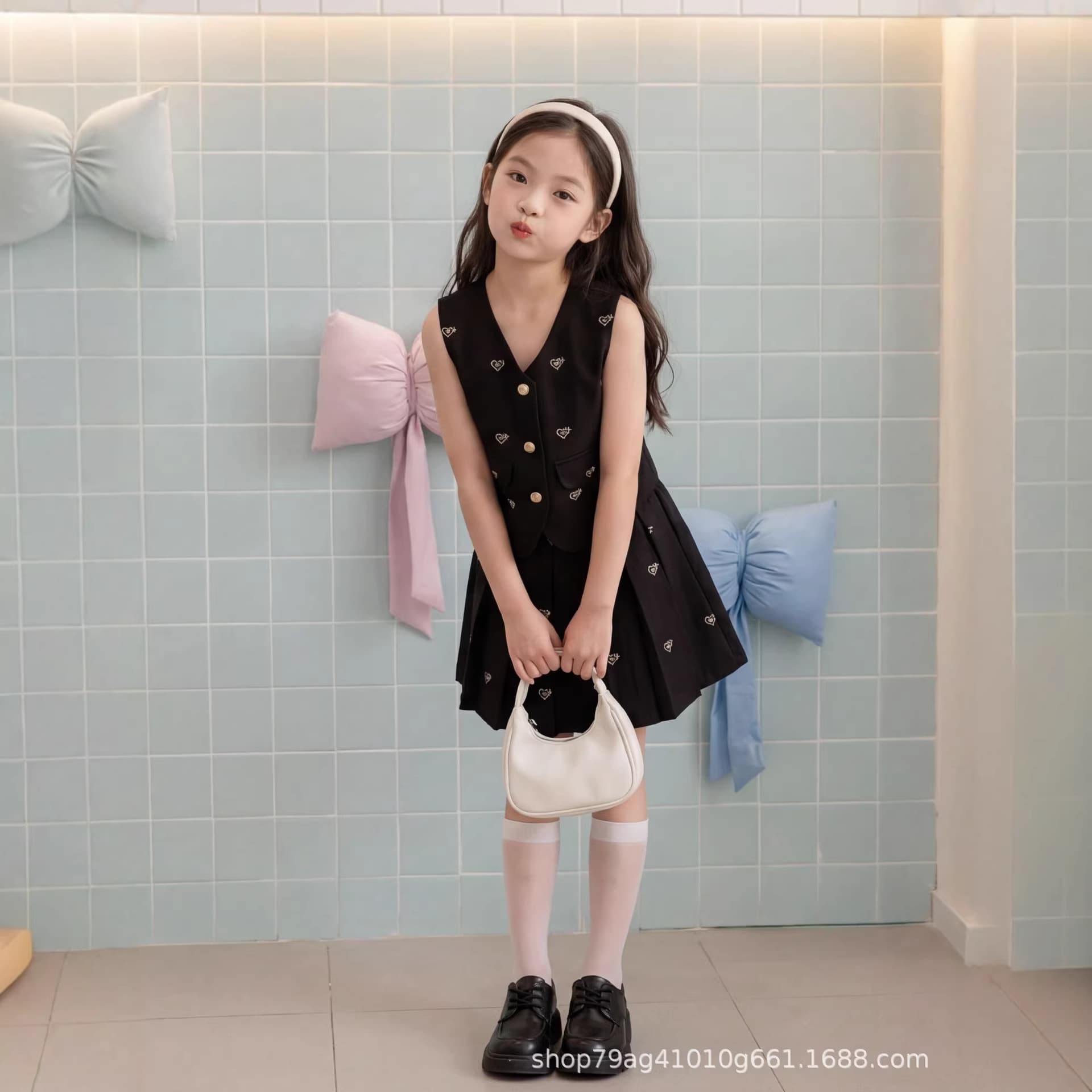 2026 Summer Girls Set Big Kids Cute Casual Style Fashionable Solid Color Suit Vest Two-Piece Set