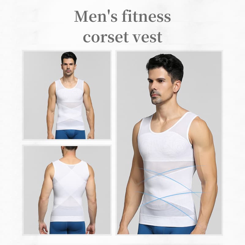 Shapewear Mesh Invisible Cross Waist Shaper Tummy Control Slimming Fitness Vest for Men