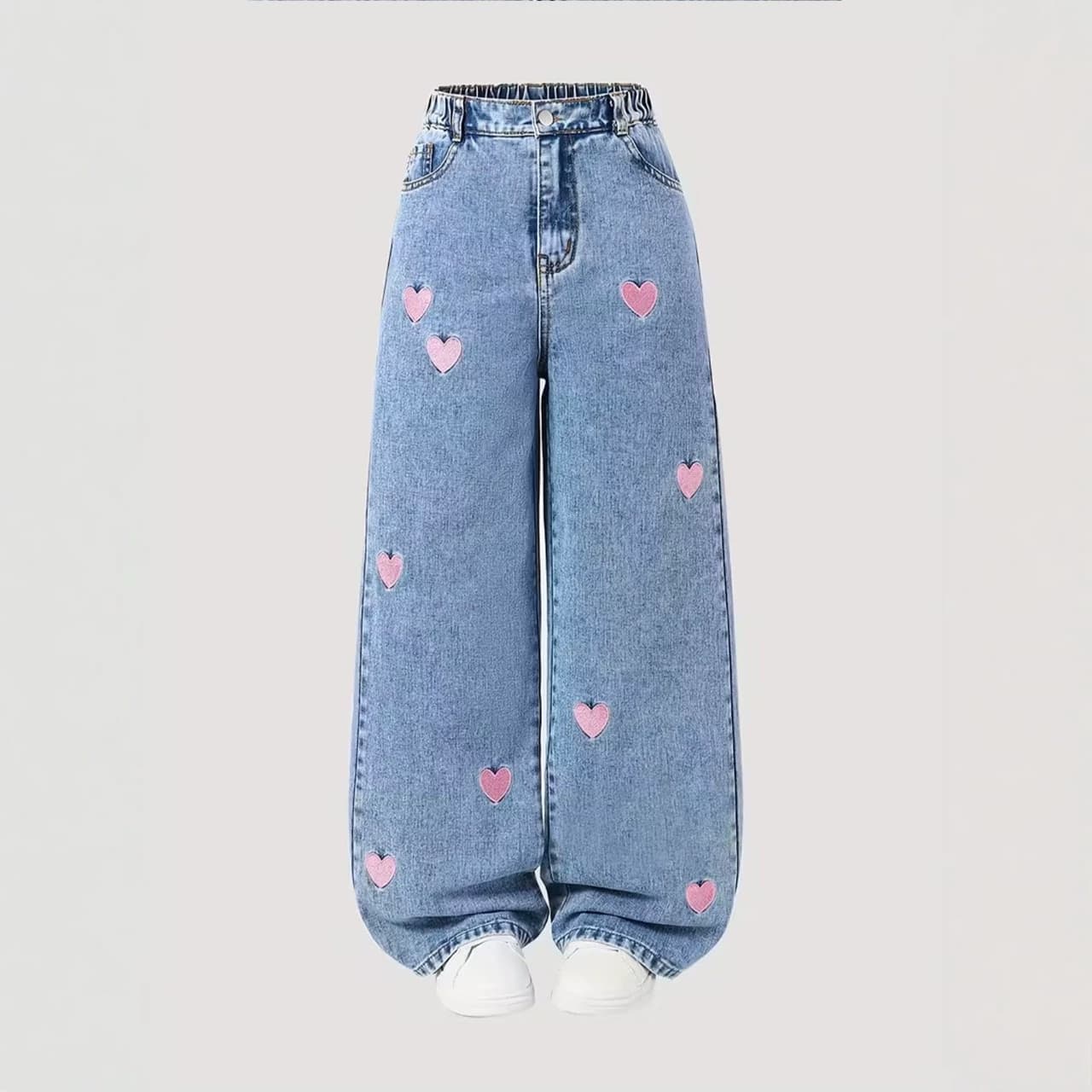 Cross-border Girls' Spring and Autumn Jeans New Arrival Older Girls Loose Casual Straight-Leg Pants Children's Stylish Versatile Wide-Leg Trousers