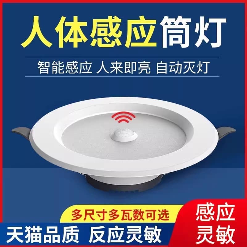 Smart sound control human sensor spotlight recessed ceiling light for home foyer hallway corridor LED downlight.