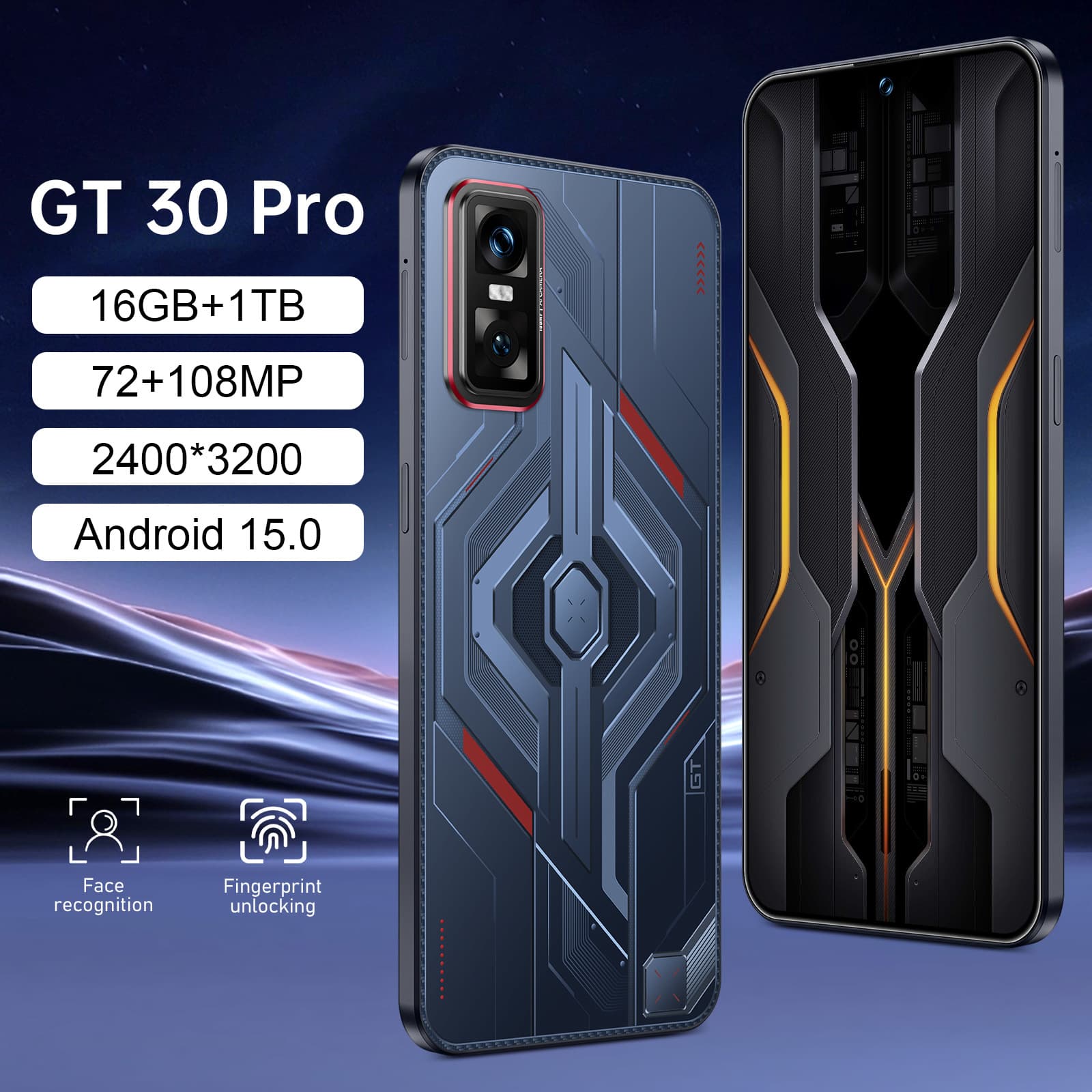 New Cross-Border GT30 Pro True 4G Cross-Border Mobile Phone 3+16GB Perforated Large Screen 7.3inch Android Mobile Phone Manufacturer