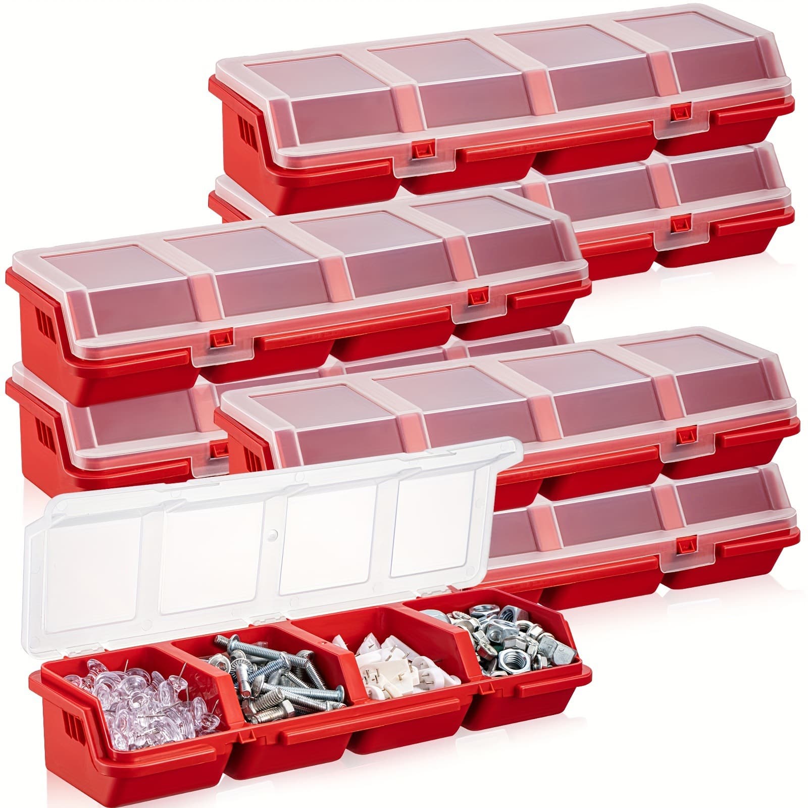 Parts Hardware Screw Storage Box Small Items Organizer Container Transparent Flip-Top Tray Box