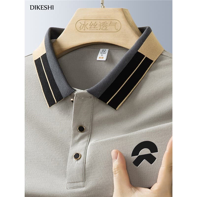 2025 New Ice Silk Polo Shirt T-Shirt Short-Sleeved Office CBD Company Culture Shirt Work Clothes Summer Wear