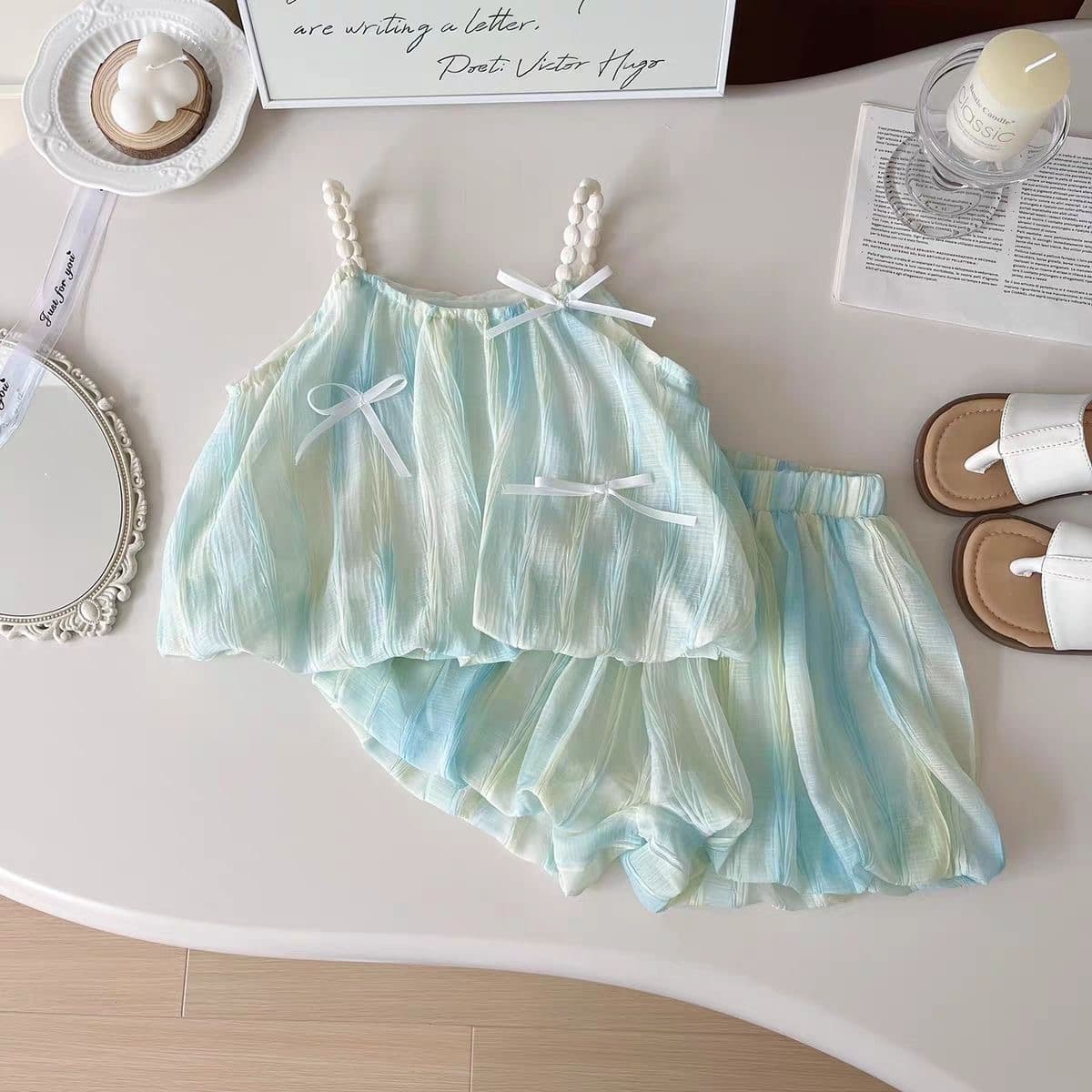 Korean Style Girls Summer Outfit Set 2026 New Children's Shorts and Cami Two-Piece Set Summer Trendy Baby Girl