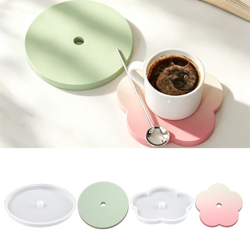 ins simple style round flower coaster silicone mold diy stackable storage coffee mat dripping grinder