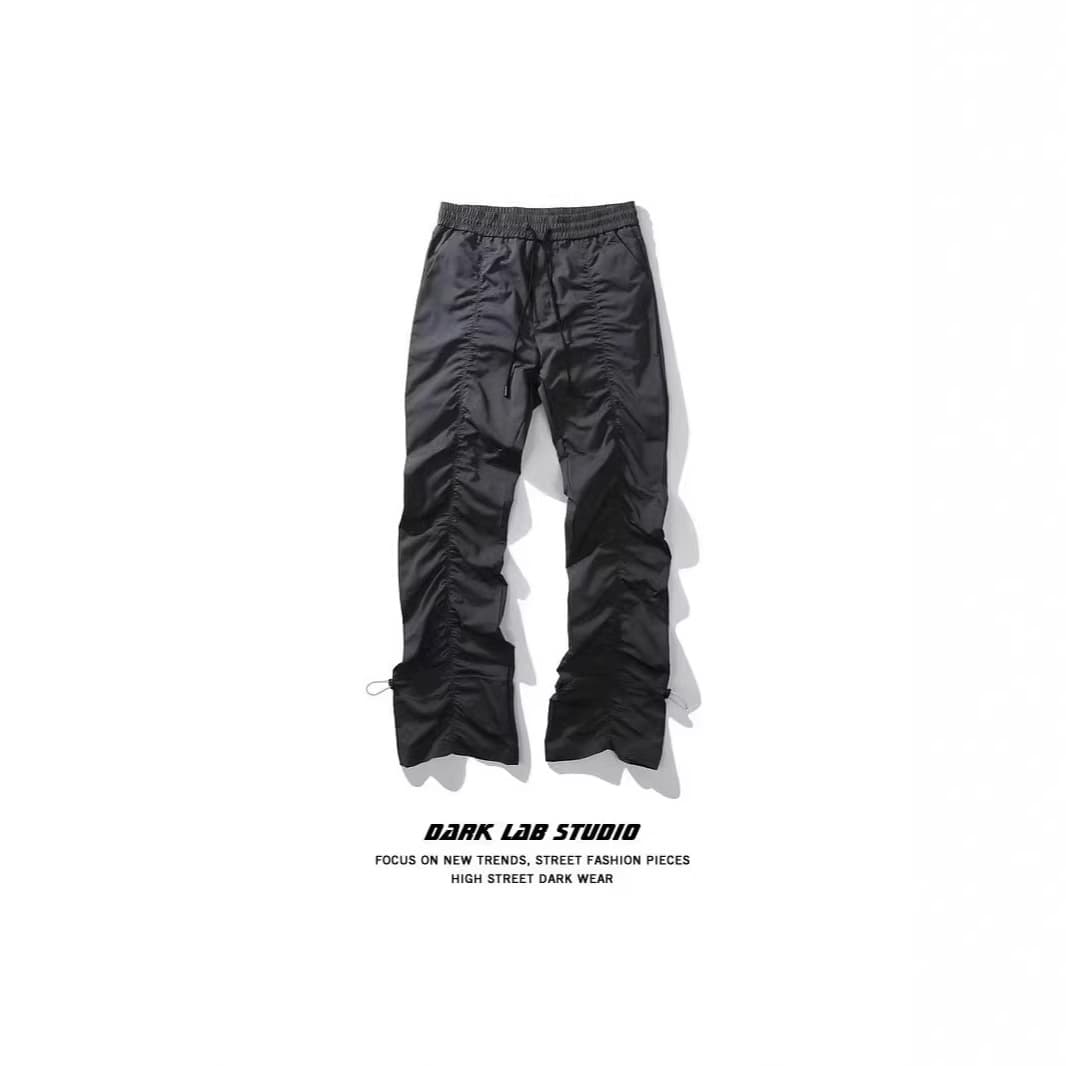 American High Street Vibe Design Pleated Pants Men's Streetwear Functional Loose Casual Quick-Dry Sports Cargo Pants